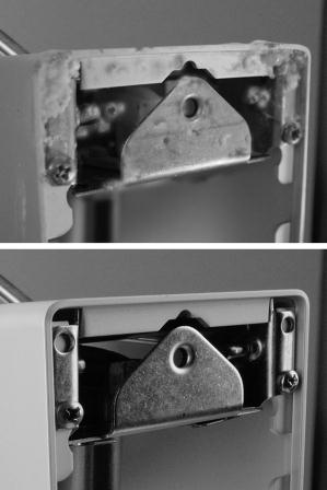 Vorher: Stark kontaminiert ist die Rückseite eines Spendergehäuses mit...