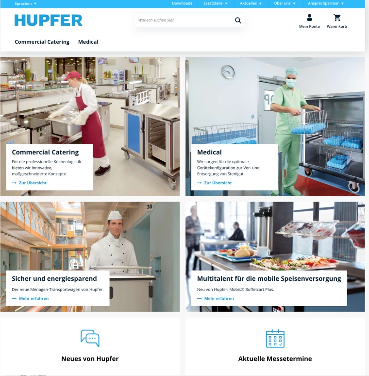 Die neu strukturierte Website nun unter www.hupfer.com wartet mit...