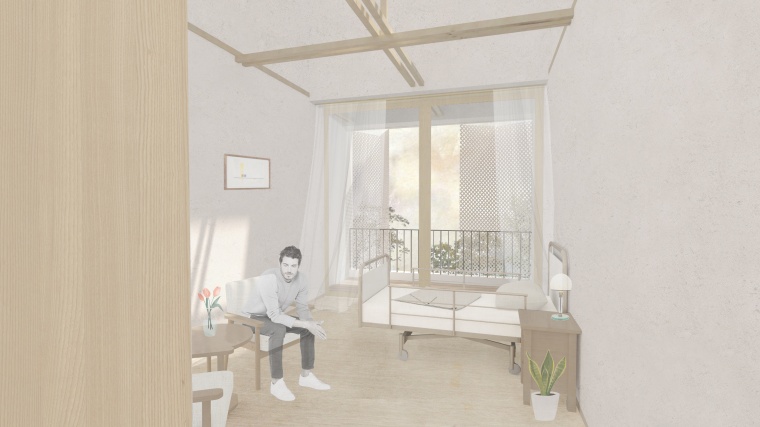 Blick in ein Patientenzimer. Bildnachweis