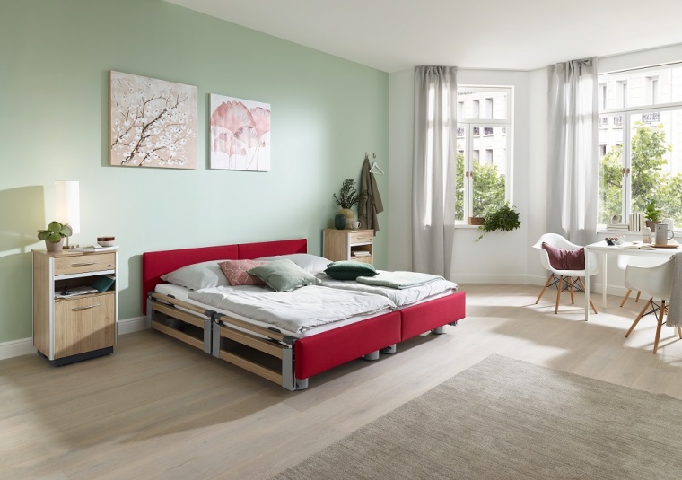 Die beiden Betthälften lassen sich mühelos trennen und wieder zusammenfügen,...