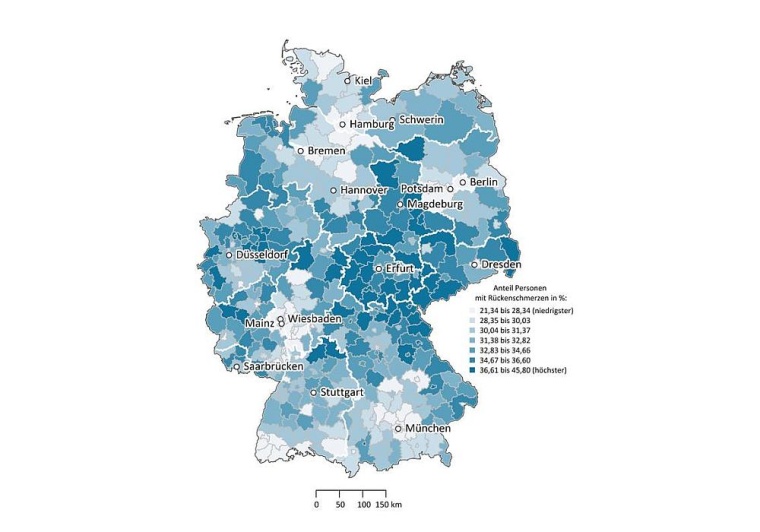 Rückenschmerzen in der deutschen Wohnbevölkerung: Vergleich der Regionen,...