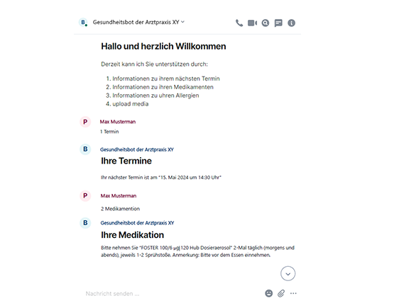 Patienten-Chatbot des AI-NET-PROTECT Projekts Foto: Fraunhofer FIT