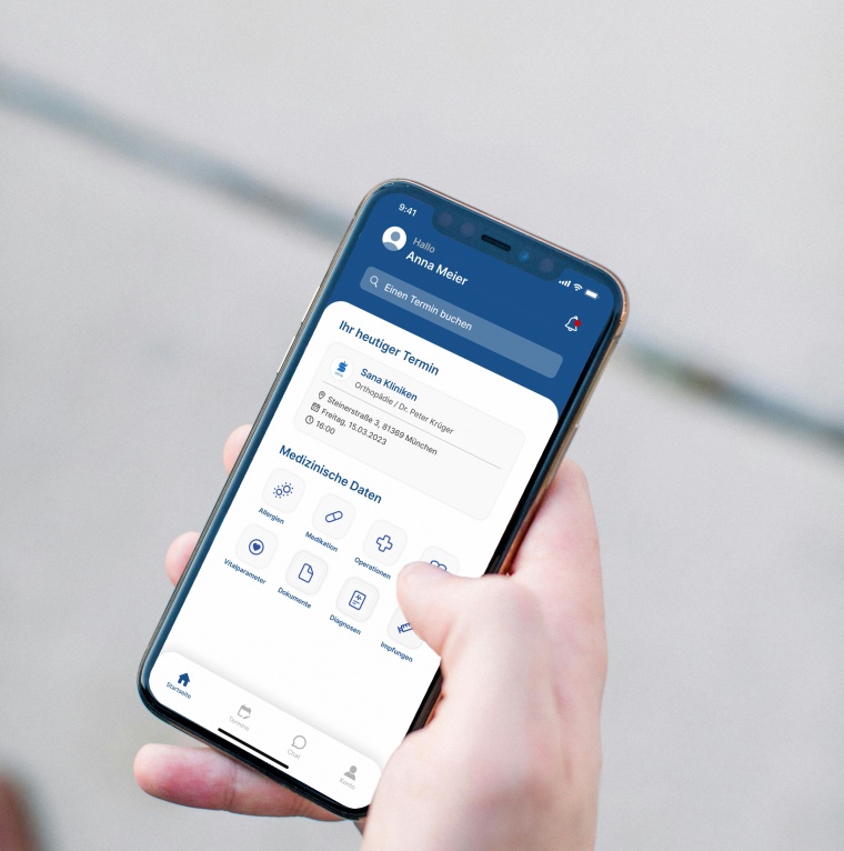 Patientenportal MeineSana auf dem Smartphone Foto: Avelios