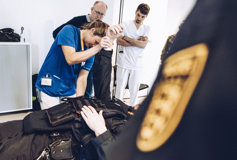 Gemeinsames Training von Polizei und Klinikum Stuttgart Foto: Klinikum...
