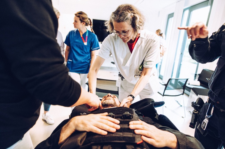 Gemeinsames Training von Polizei und Klinikum Stuttgart Foto: Klinikum...