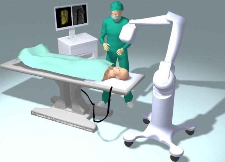 Mit dem 3D-Röntgenscanner sind während einer Operation Bildaufnahmen ohne...