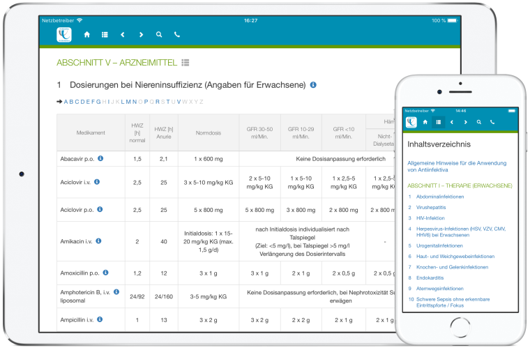Screenshot der App „Antibiotika - Antiinfektiva