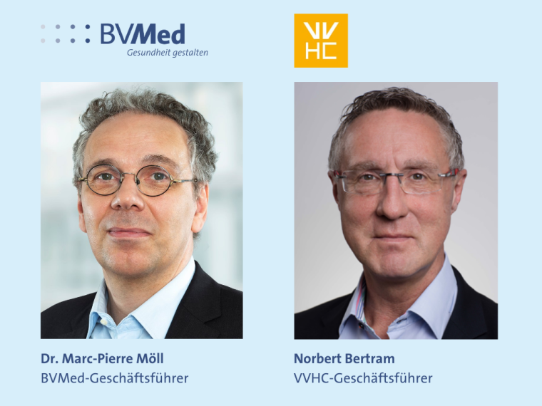 Dr. Marc-Pierre Möll/BVMed (l.), Norbert Bertram/VVHC (r.) Foto: BVMed