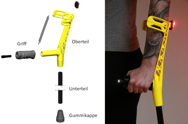 Prototyp Unterarmgehstütze Foto: Raimund Kreis und Veronika Selmaier