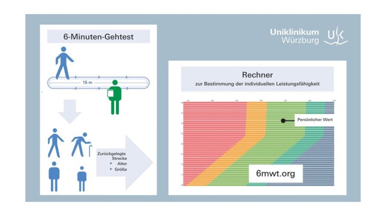 Auf der Website www.6mwt.org können in den Kalkulator die Strecke, die in 6...