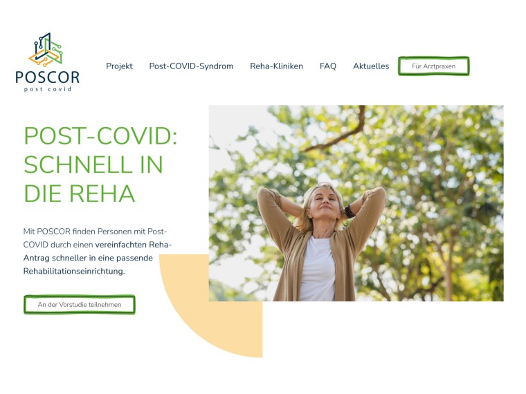 Screenshot der Webseite www.poscor.de Foto: Universitätsklinikum Würzburg
