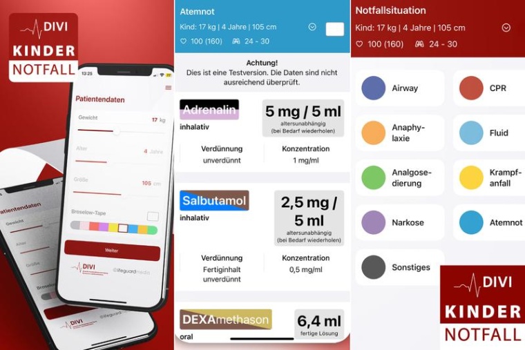 Die neue DIVI-Kindernotfall-App Foto: DIVI